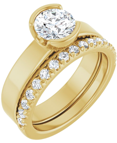 Sužadėtuvių Žiedas „Half-Bezel Solitaire“ 14k yellow gold Round 6.5mm (6)