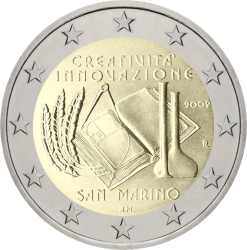 2009 San Marinas Europos kūrybiškumas ir inovacijos 2 eurų moneta (3)