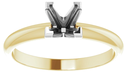 14K Yellow White 5 mm Square V-End 4-Prong Engagement Ring Mounting (3)