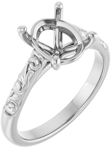 Sužadėtuvių Žiedas „Solitaire“ 14k white gold Oval 10mm x 8mm (1)
