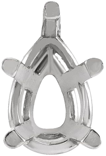 14K White 9x6 mm Pear Solitaire Slide Pendant Mounting (5)