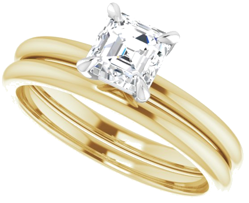 14K Yellow White 5 x 5 mm Asscher Engagement Ring Mounting (8)