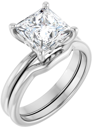 Sužadėtuvių Žiedas 10k white gold Square 7.5mm (6)