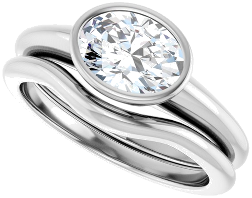 Sužadėtuvių Žiedas „Bezel-Set Solitaire“ 14k white gold Oval 8mm x 6mm (10)