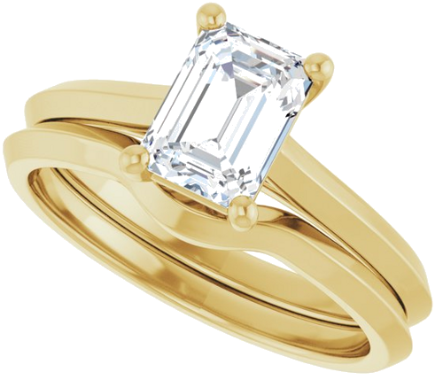 Sužadėtuvių Žiedas „Solitaire“ 585 Geltonojo Aukso Emerald 7mm x 5mm (10)