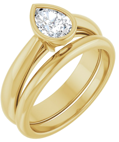 Sužadėtuvių Žiedas „Bezel-Set Solitaire“ 14k yellow gold Pear 7mm x 5mm (6)