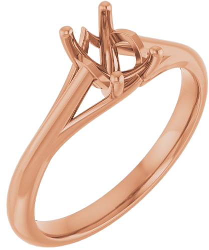 Sužadėtuvių Žiedas „Solitaire“ 14k rose gold Emerald 6mm x 4mm (1)