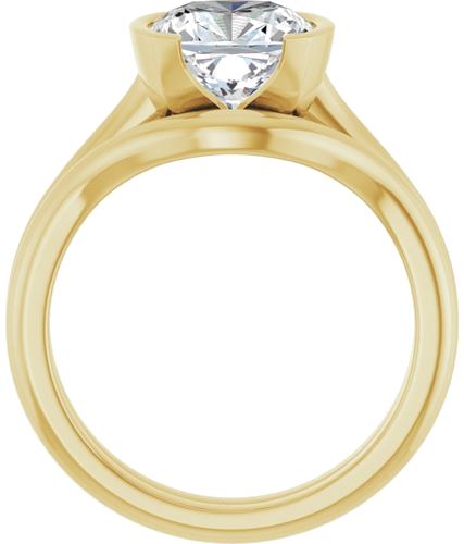 Sužadėtuvių Žiedas „Half-Bezel Solitaire“ 14k yellow gold Cushion 8mm (7)