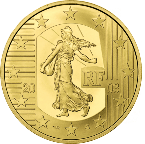 20 eurų Europos žemėlapis 2003 Prancūzija auksinė moneta (2)