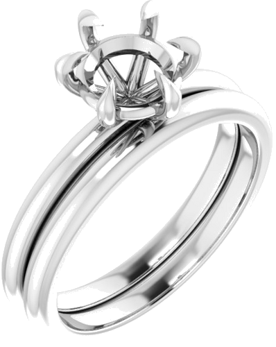 14K White 7 mm Round Solitaire Engagement Ring Mounting (6)