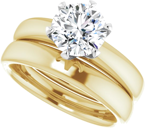 18K Yellow   Platinum 7.4 mm Round Solitaire Engagement Ring Mounting (10)