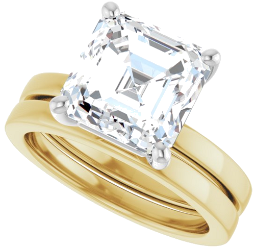 Sužadėtuvių Žiedas „Solitaire“ 14k yellow/white gold Asscher 9mm (10)
