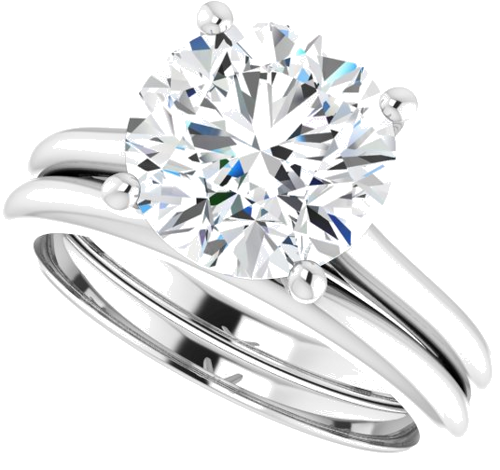 Sužadėtuvių Žiedas „Accented“ 14k white gold Round 9.4mm (10)