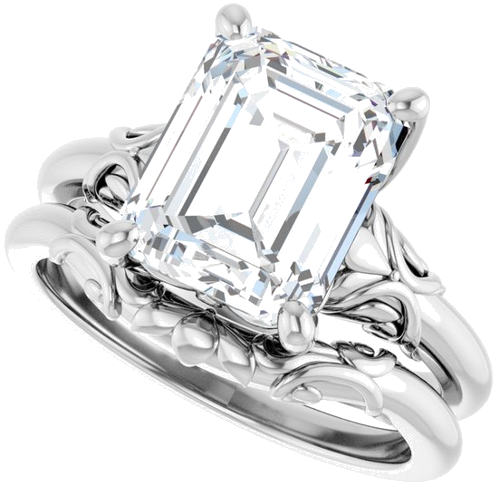 Sužadėtuvių Žiedas „Solitaire“ 14k white gold Emerald 10mm x 8mm (10)