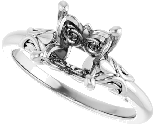 Sužadėtuvių Žiedas „Solitaire“ 14k white gold Square 6.5mm (5)