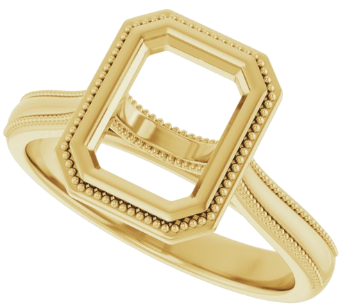 14K Yellow 8x6 mm Emerald Solitaire Engagement Ring Mounting (5)