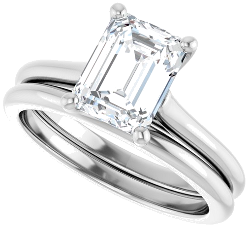 14K White 8x6 mm Emerald Solitaire Engagement Ring Mounting (10)