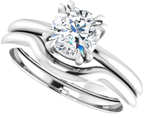 Sužadėtuvių Žiedas „Double Claw-Prong Solitaire“ 10k white gold Cushion 6mm (10)