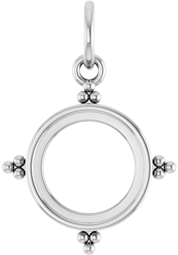 Pakabukas „Beaded Bezel-Set Cabochon“ 14k white gold Round 8mm (1)