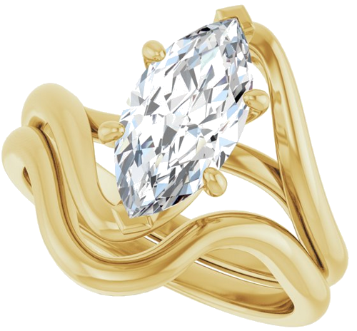 Sužadėtuvių Žiedas „Bypass“ 14k yellow gold Marquise 12mm x 6mm (10)