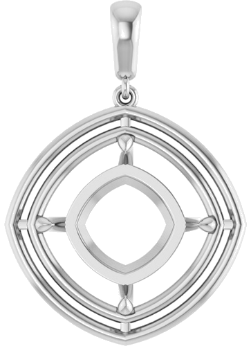 Pakabukas „Solitaire“ 14k white gold Cushion 13mm (1)