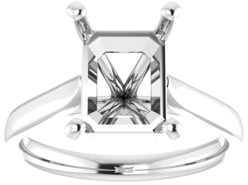 Platinum 10x8 mm Emerald Engagement Ring Mounting (3)