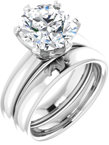 14K White 10 mm Round Engagement Ring Mounting (6)