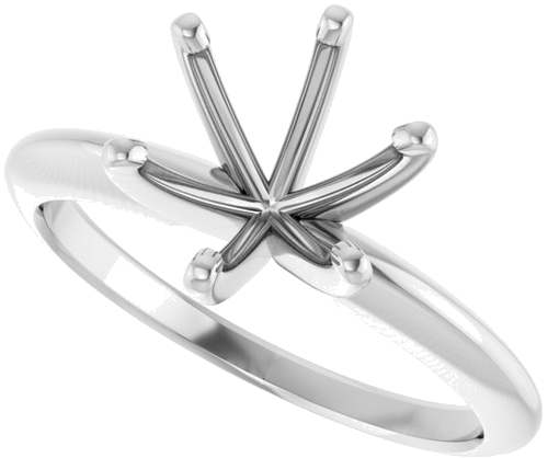 14K White 7.8-8.6 mm Round 6-Prong Comfort-Fit Solitaire Ring Mounting (5)