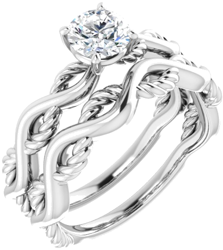 Sužadėtuvių Žiedas „Infinity-Inspired“ 585 Baltojo Aukso Round 5.2mm (6)