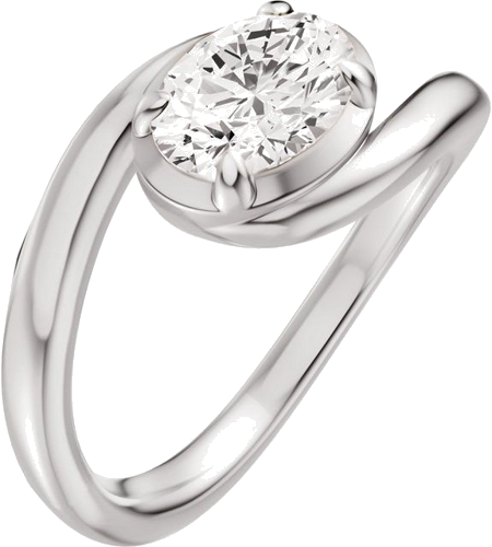 Sužadėtuvių Žiedas „Claw-Prong Solitaire Bypass“ 14k white gold Oval 8.5mm x 6.5mm (1)