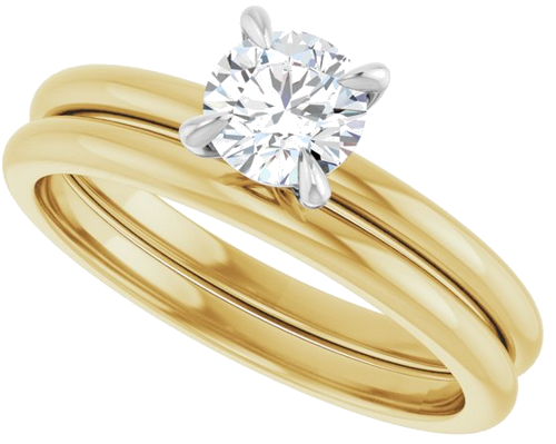 Sužadėtuvių Žiedas „Solitaire“ 14k yellow/white gold Round 5.2mm (10)