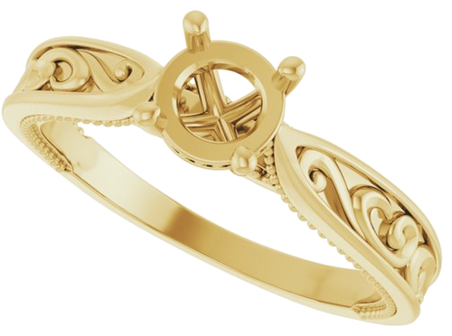 Sužadėtuvių Žiedas „Solitaire Vintage-Inspired“ 14k yellow gold Round 5.8mm (5)