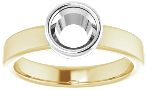 14K Yellow White 6 mm Round Solitaire Engagement Ring Mounting (3)