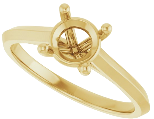 14K Yellow 6.5 mm Round Solitaire Engagement Ring Mounting (5)