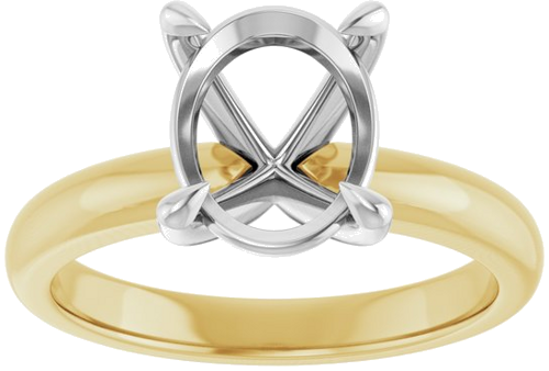 Sužadėtuvių Žiedas „Solitaire“ 585 Baltojo Ir Geltonojo Aukso Oval 10mm x 8mm (3)