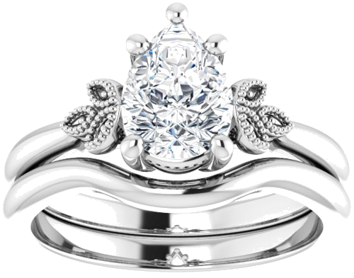 Sužadėtuvių Žiedas „Solitaire“ 14k white gold Pear 8mm x 6mm (8)