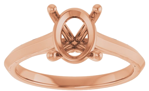 Sužadėtuvių Žiedas „Solitaire“ 585 Rožinis Aukso Oval 9mm x 7mm (3)