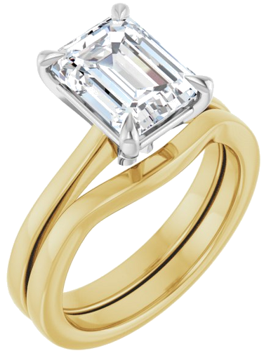 Sužadėtuvių Žiedas „Claw-Prong“ 14k yellow/white gold Emerald 9mm x 7mm (6)