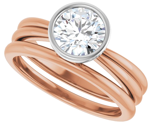 Sužadėtuvių Žiedas „Bezel-Set Solitaire“ 14k rose/white gold Round 6.5mm (10)