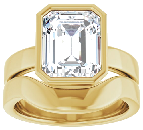 Sužadėtuvių Žiedas „Bezel-Set Solitaire“ 14k yellow gold Emerald 10mm x 8mm (8)