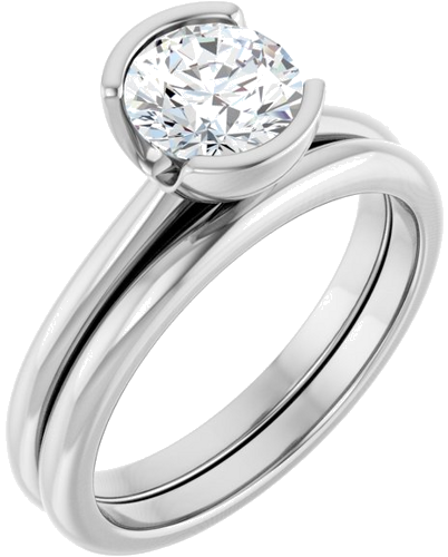 Sužadėtuvių Žiedas „Half-Bezel“ 14k white gold Round 6.5mm (6)
