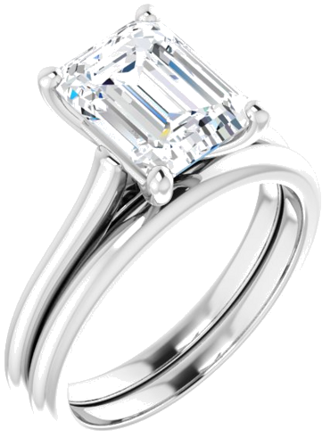 14K White 9x7 mm Emerald Solitaire Engagement Ring Mounting (6)