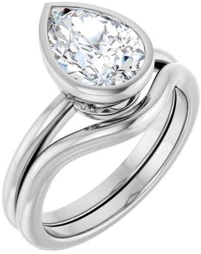 Sužadėtuvių Žiedas „Bezel-Set“ 14k white gold Pear 10mm x 7mm (6)