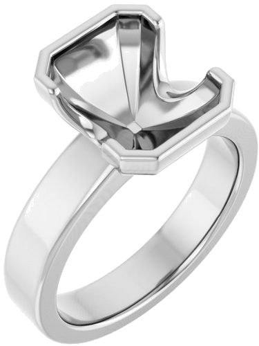 Sužadėtuvių Žiedas „Half-Bezel Solitaire“ 14k white gold Emerald 10mm x 8mm (1)