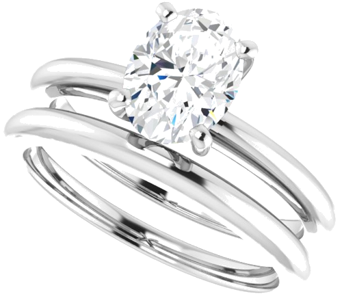 14K White  8x6 mm Oval Solitaire Engagement Ring Mounting (10)