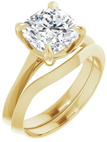 14K Yellow 8 mm Cushion Solitaire Engagement Ring Mounting (6)