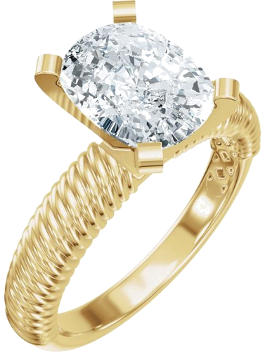 Sužadėtuvių Žiedas „Solitaire Rope“ 14k yellow gold Elongated Cushion 9mm x 7mm (1)
