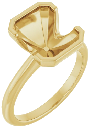 Sužadėtuvių Žiedas „Half-Bezel“ 14k yellow gold Emerald 10mm x 8mm (1)