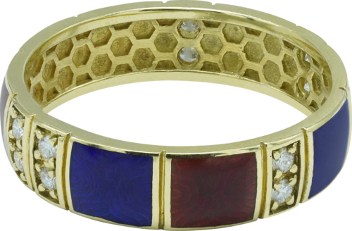 Gredzeni ar Limožas keramiku un briljantiem (2)