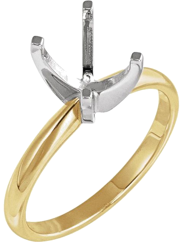 Sužadėtuvių Žiedas „Solitaire“ 14k yellow/white gold Elongated Cushion 9mm x 7mm (1)